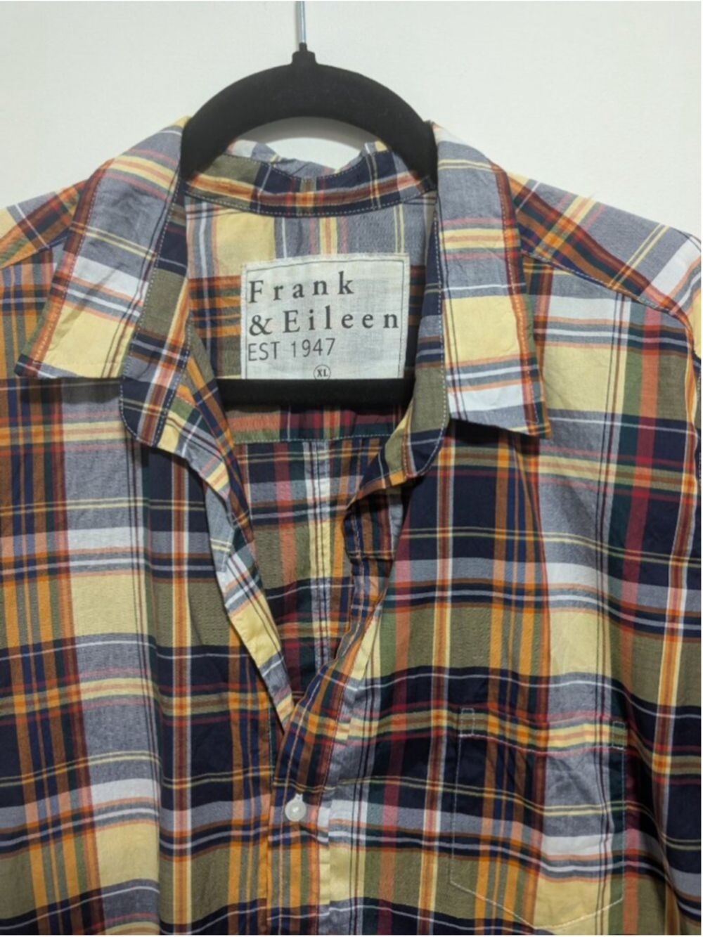 Frank & Eileen | Barry Button Down Shirt In Navy Yellow Plaid - Picture 4 of 10